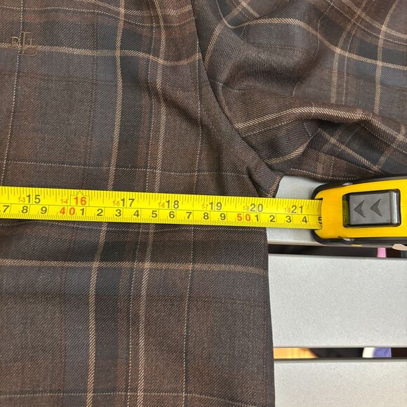 Lauren Ralph Lauren 2 Piece Shirt & Pants Womens M/8 Brown Plaid Wool Button Up - Picture 11 of 16